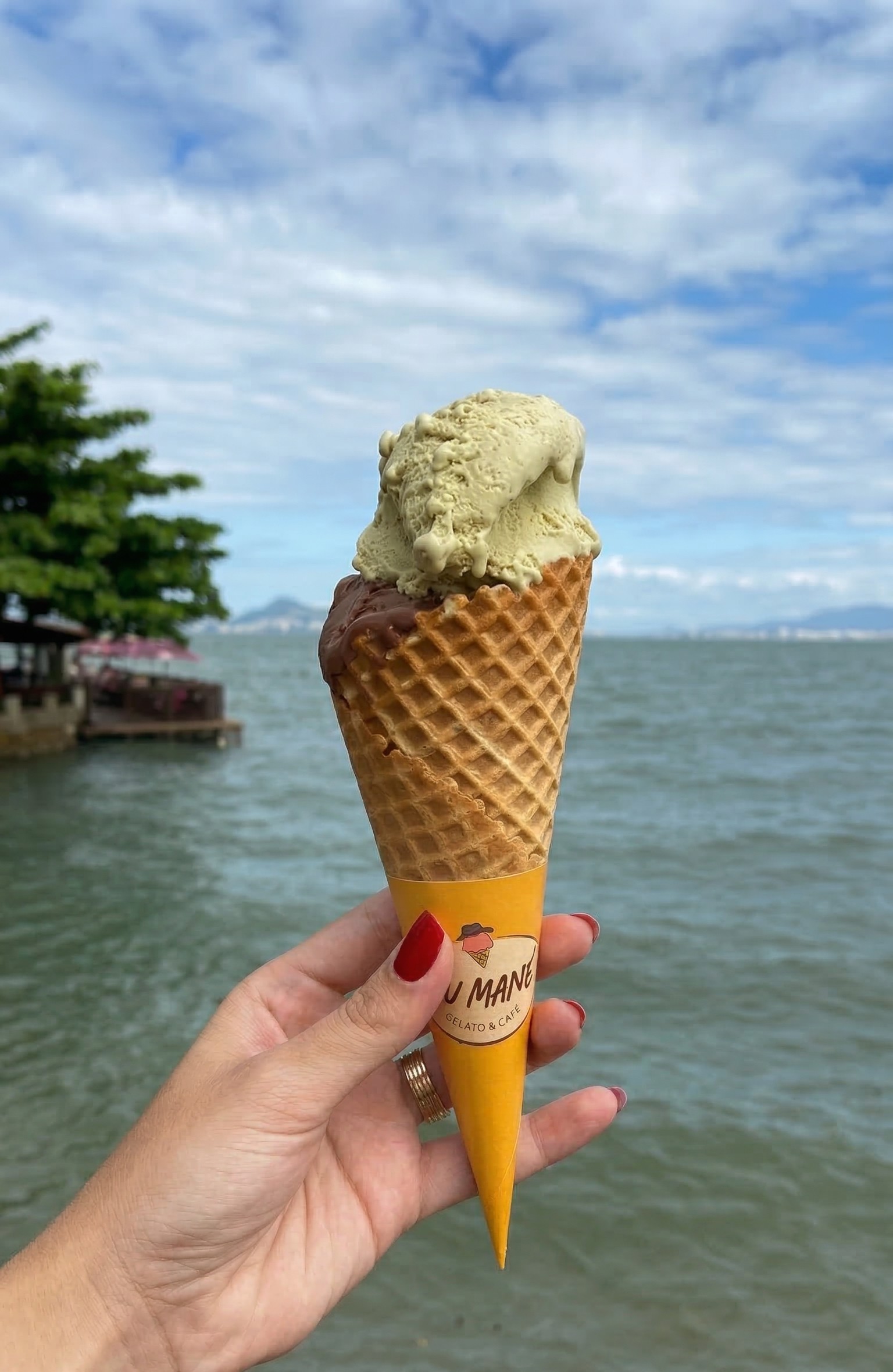 Gelato artesanal Seu Mané em casquinha
